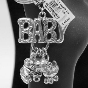 BRIGHTON BABY UNISEX LOVE KEY RING FOB w/CHARMS SILVER NWT
